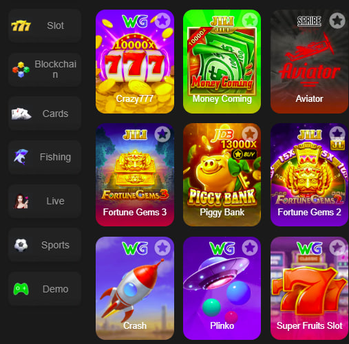 Main screen of Bet786pk game page for PK players